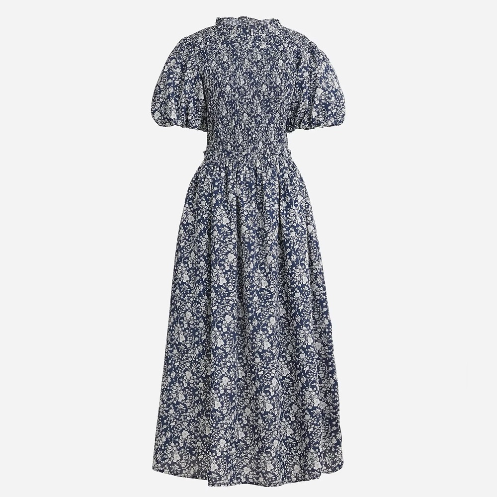 J Crew Smocked puff-sleeve dress in Liberty® Summer Blooms fabric XXL